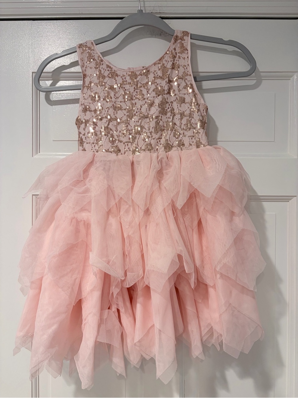 H&M Pale Pink Sequin Lace Dress